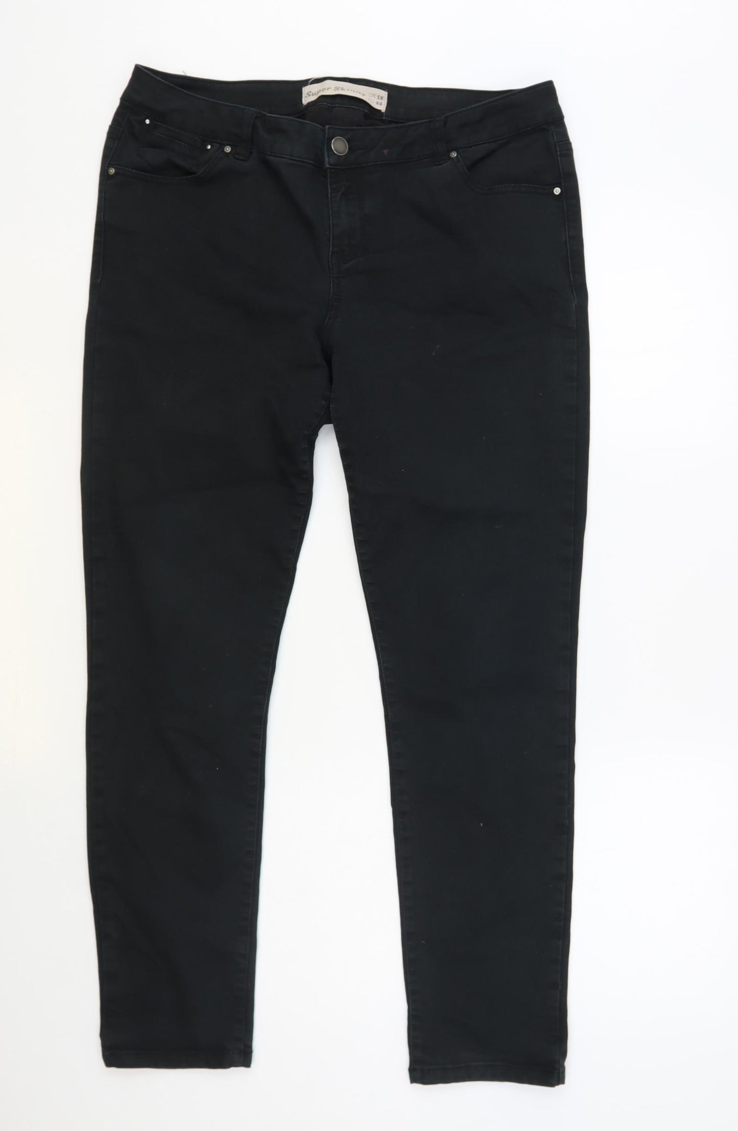 New Look Womens Black Cotton Skinny Jeans Size 16 L30 in Regular Button