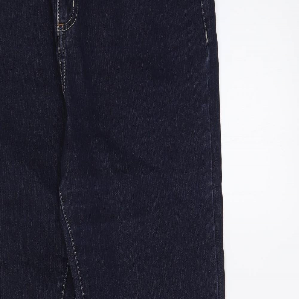 Per Una Womens Blue Cotton Bootcut Jeans Size 14 L30 in Regular Button