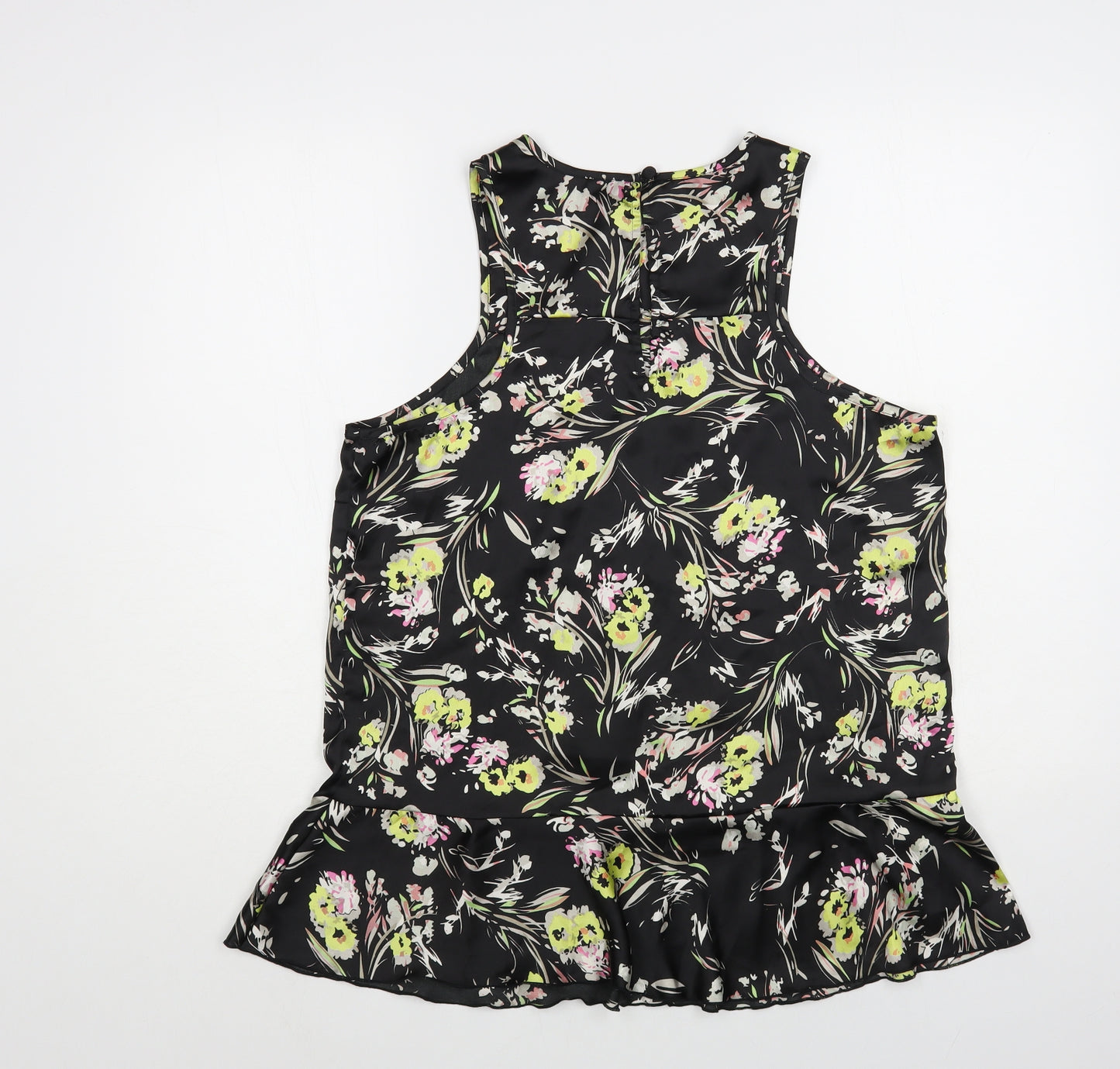 NEXT Womens Black Floral Polyester Basic Blouse Size 14 Round Neck