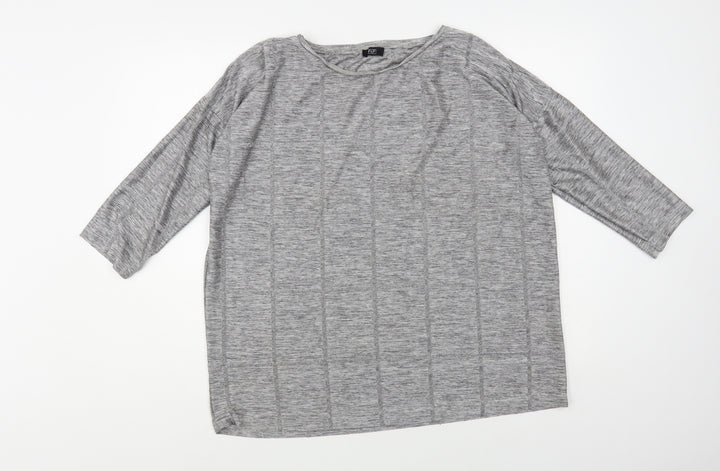 F&F Womens Grey Round Neck Check Polyester Pullover Jumper Size L