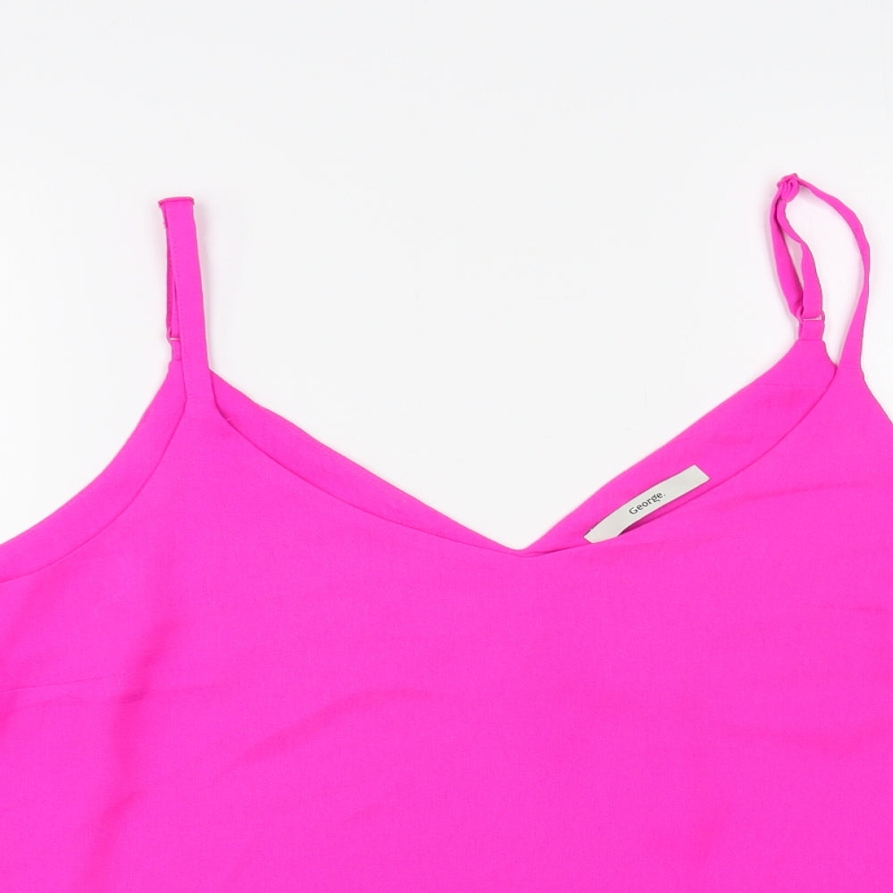George Womens Pink Polyester Camisole Blouse Size 16 V-Neck