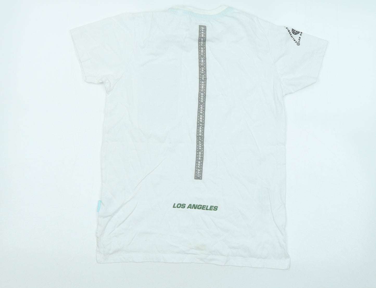 Primark Boys White Cotton Basic T-Shirt Size 10-11 Years Round Neck Pullover - Miami Los Angeles