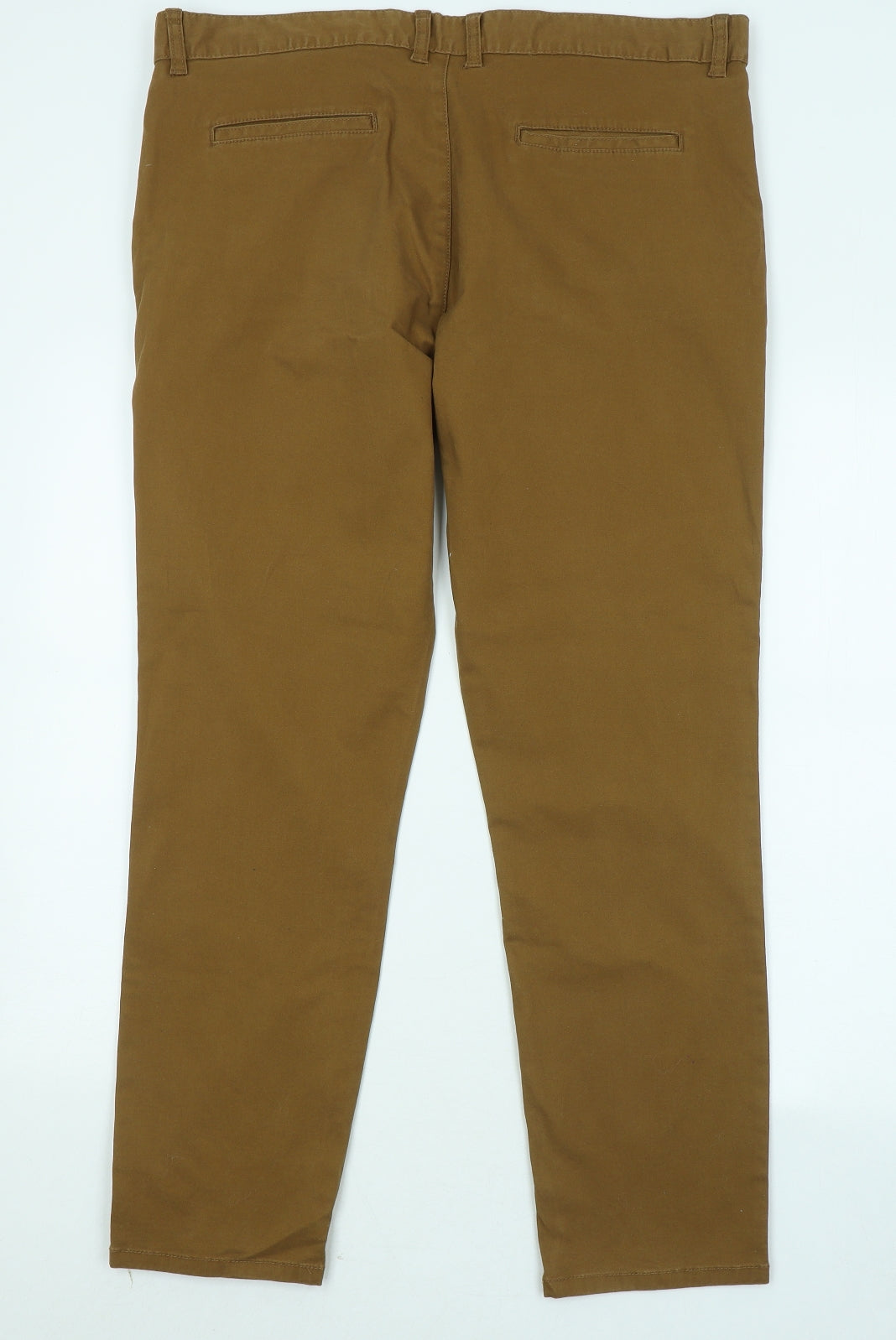 Primark Mens Brown Cotton Chino Trousers Size 38 in L30 in Regular Zip