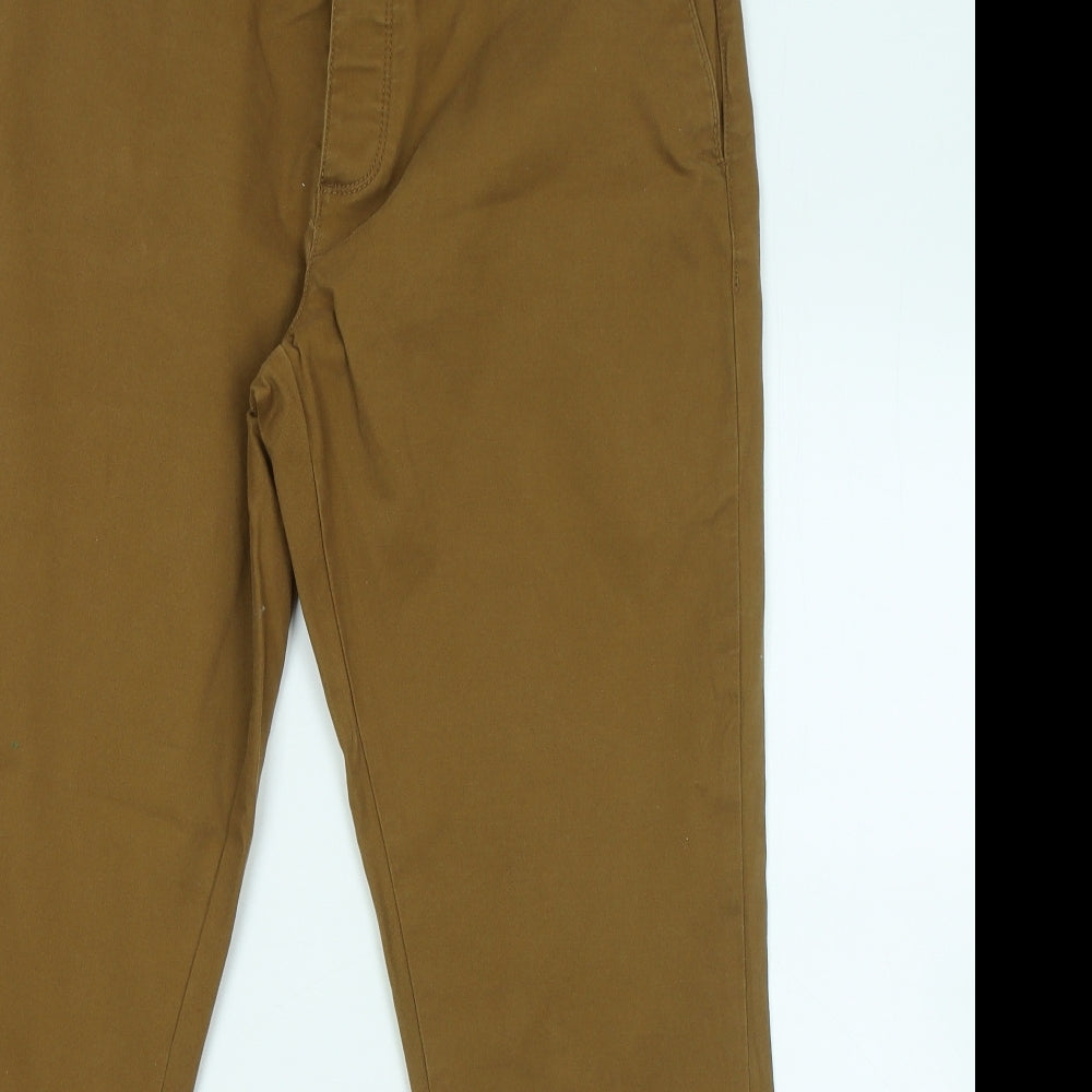 Primark Mens Brown Cotton Chino Trousers Size 38 in L30 in Regular Zip