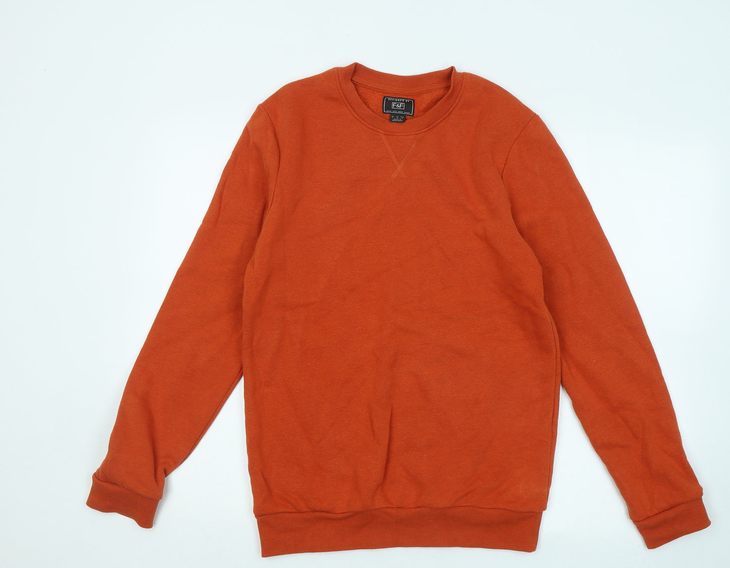F&F Womens Orange Cotton Pullover Sweatshirt Size S Pullover