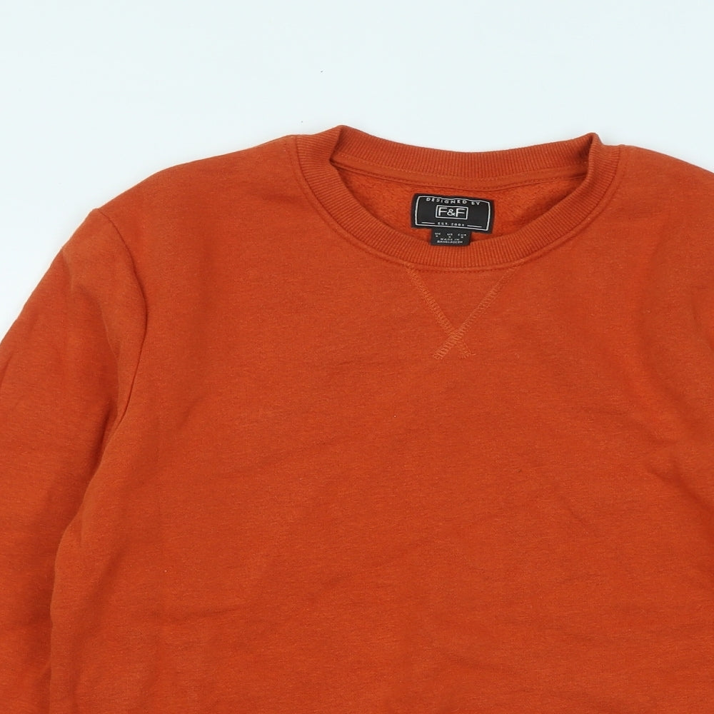 F&F Womens Orange Cotton Pullover Sweatshirt Size S Pullover