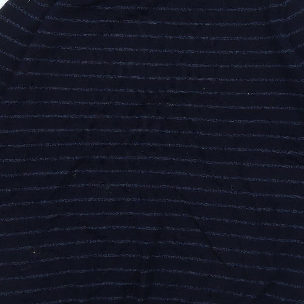 Marks and Spencer Mens Blue Round Neck Striped Acrylic Pullover Jumper Size L
