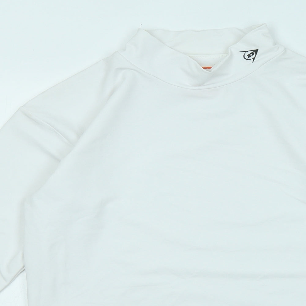 Dunlop Mens White Polyester Basic T-Shirt Size XL Mock Neck Pullover