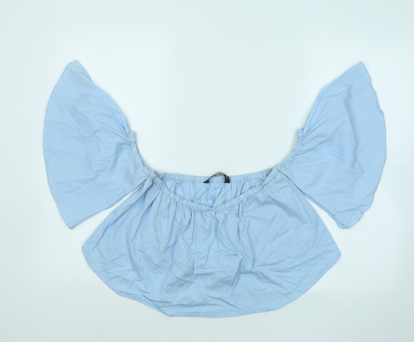 Zara Womens Blue Viscose Basic T-Shirt Size XS Round Neck - Off The Shoulder