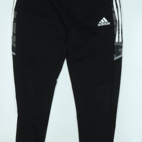 adidas Mens Black Polyester Jogger Trousers Size L L28 in Regular Zip