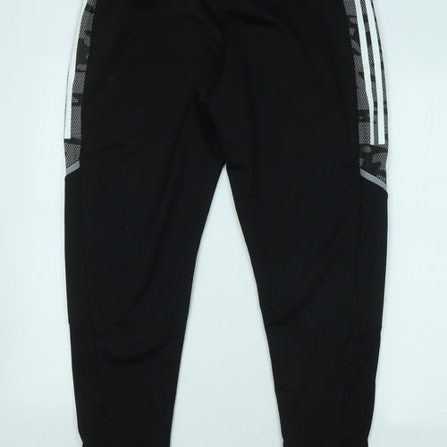adidas Mens Black Polyester Jogger Trousers Size L L28 in Regular Zip