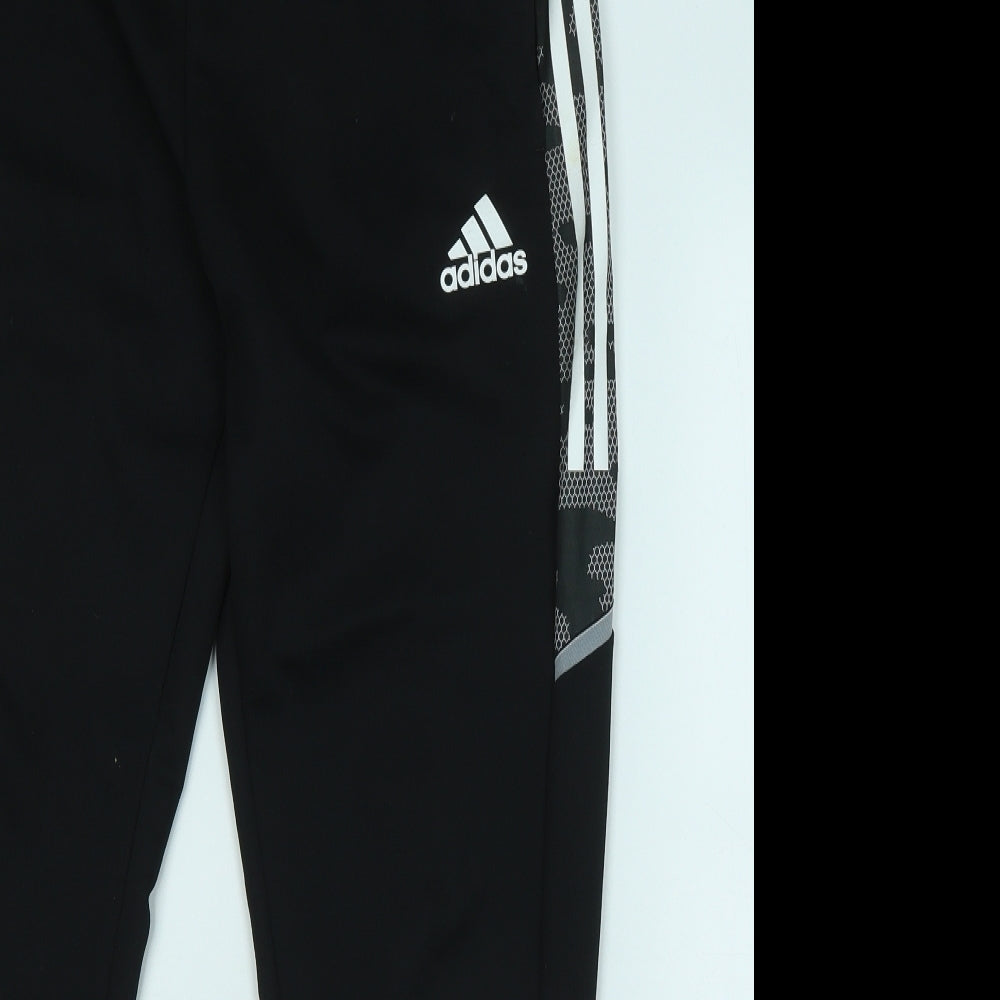 adidas Mens Black Polyester Jogger Trousers Size L L28 in Regular Zip