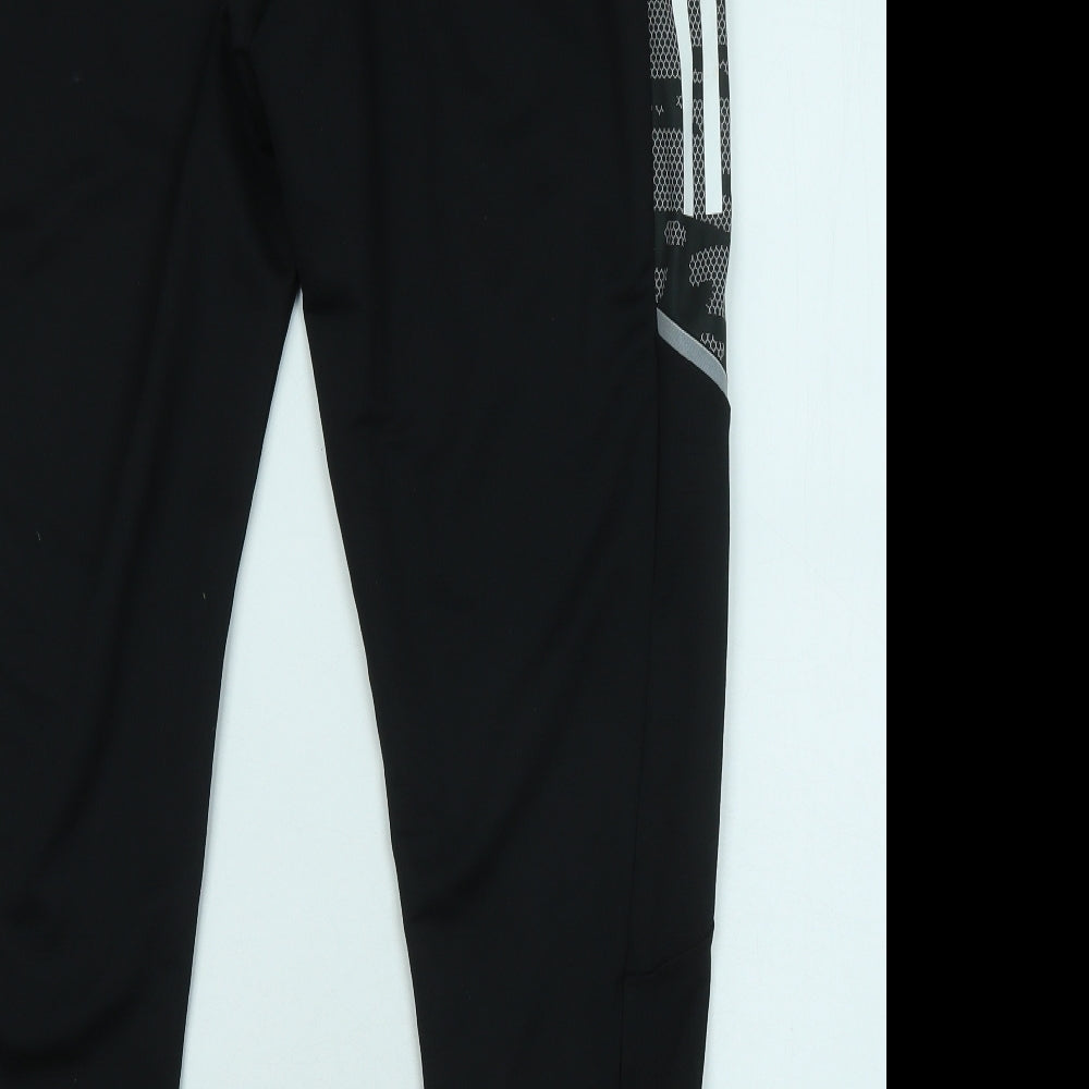 adidas Mens Black Polyester Jogger Trousers Size L L28 in Regular Zip