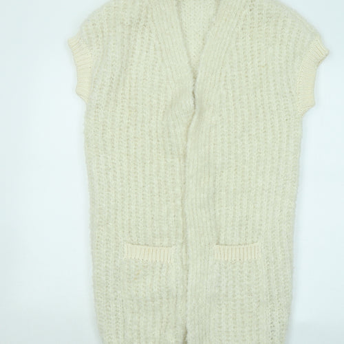 Marks and Spencer Womens Ivory V-Neck Acrylic Cardigan Jumper Size S