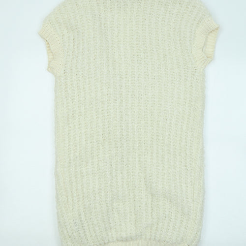 Marks and Spencer Womens Ivory V-Neck Acrylic Cardigan Jumper Size S