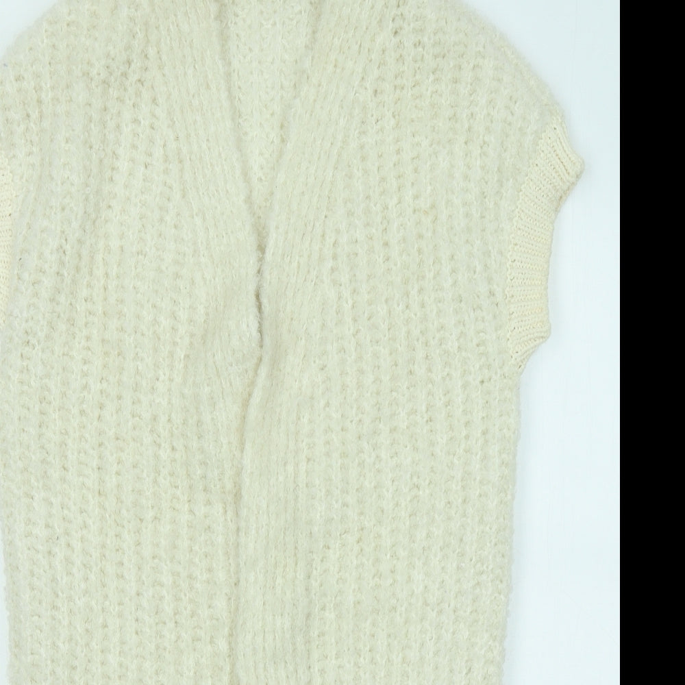 Marks and Spencer Womens Ivory V-Neck Acrylic Cardigan Jumper Size S