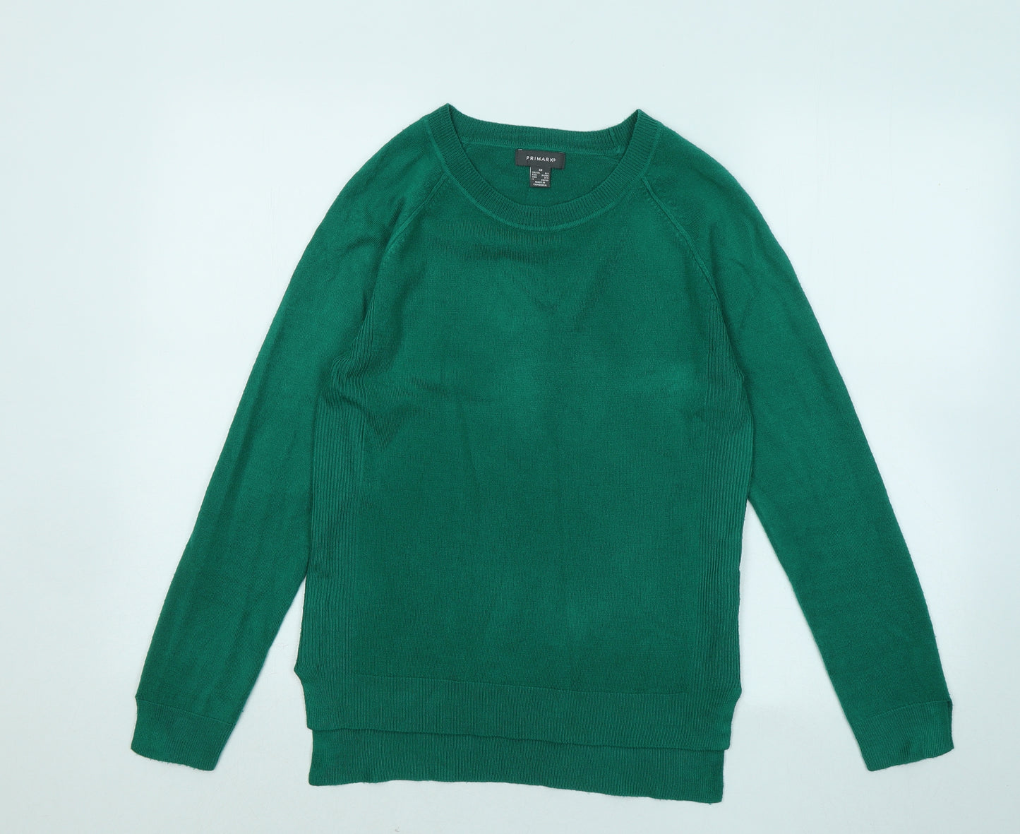 Primark Womens Green Round Neck Acrylic Pullover Jumper Size 6