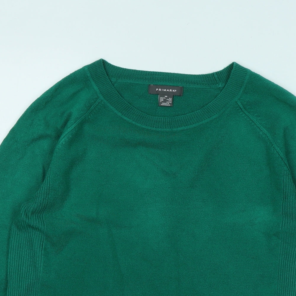 Primark Womens Green Round Neck Acrylic Pullover Jumper Size 6