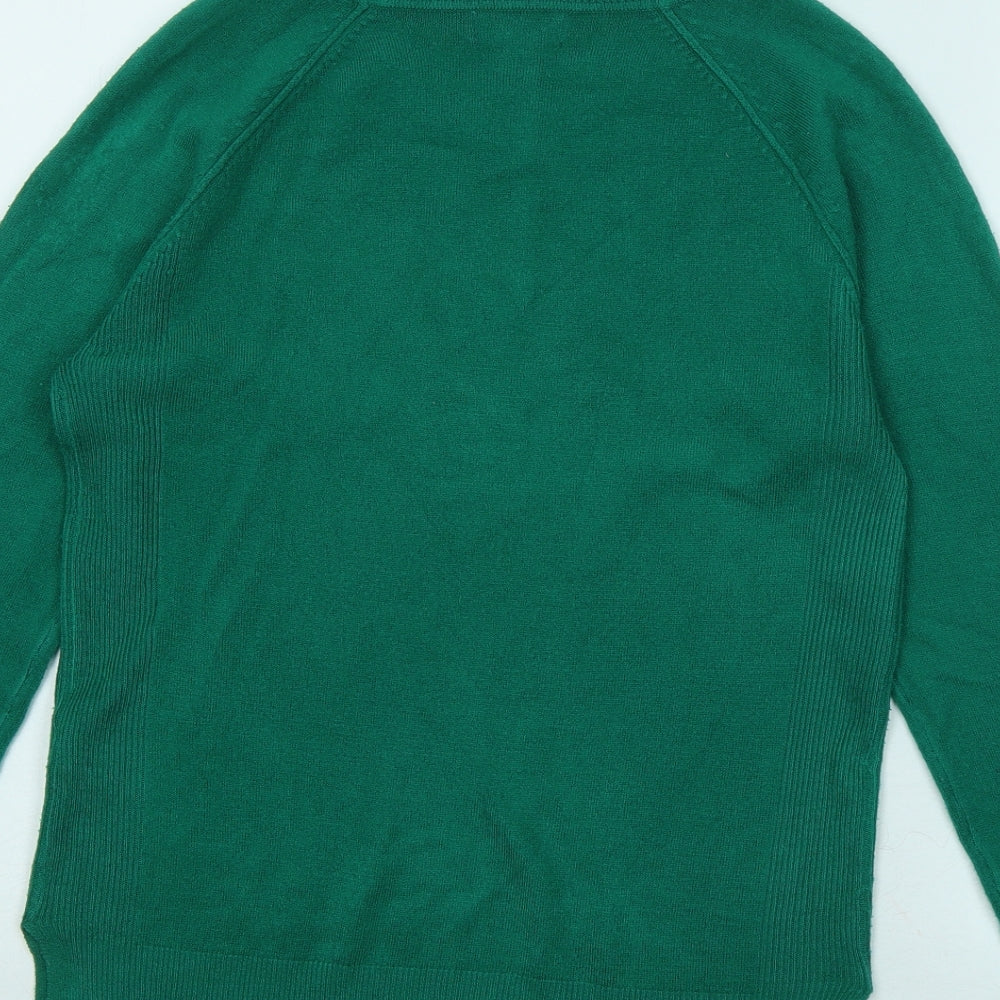Primark Womens Green Round Neck Acrylic Pullover Jumper Size 6