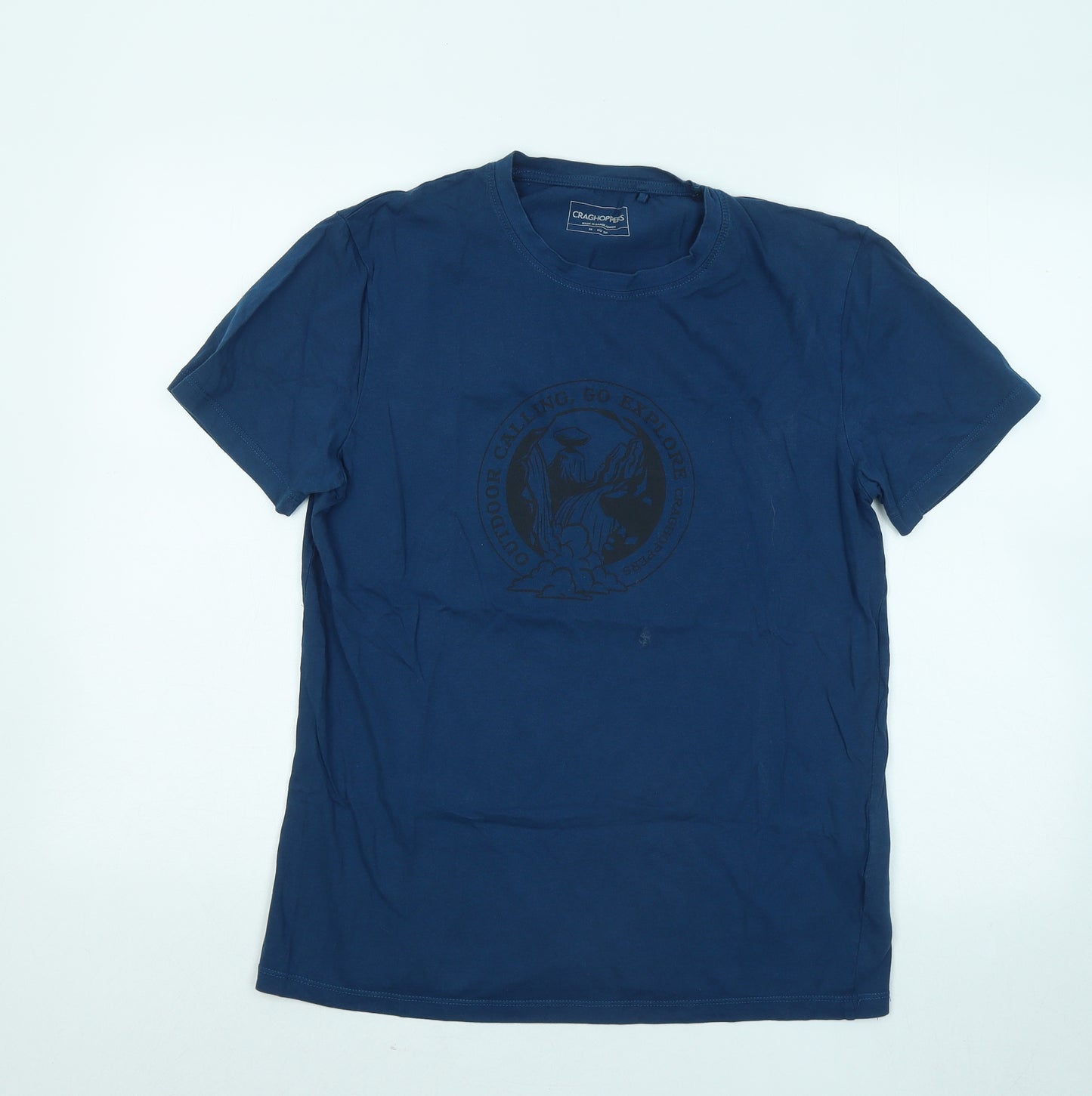 Craghoppers Mens Blue Cotton T-Shirt Size M Round Neck - Go Explore