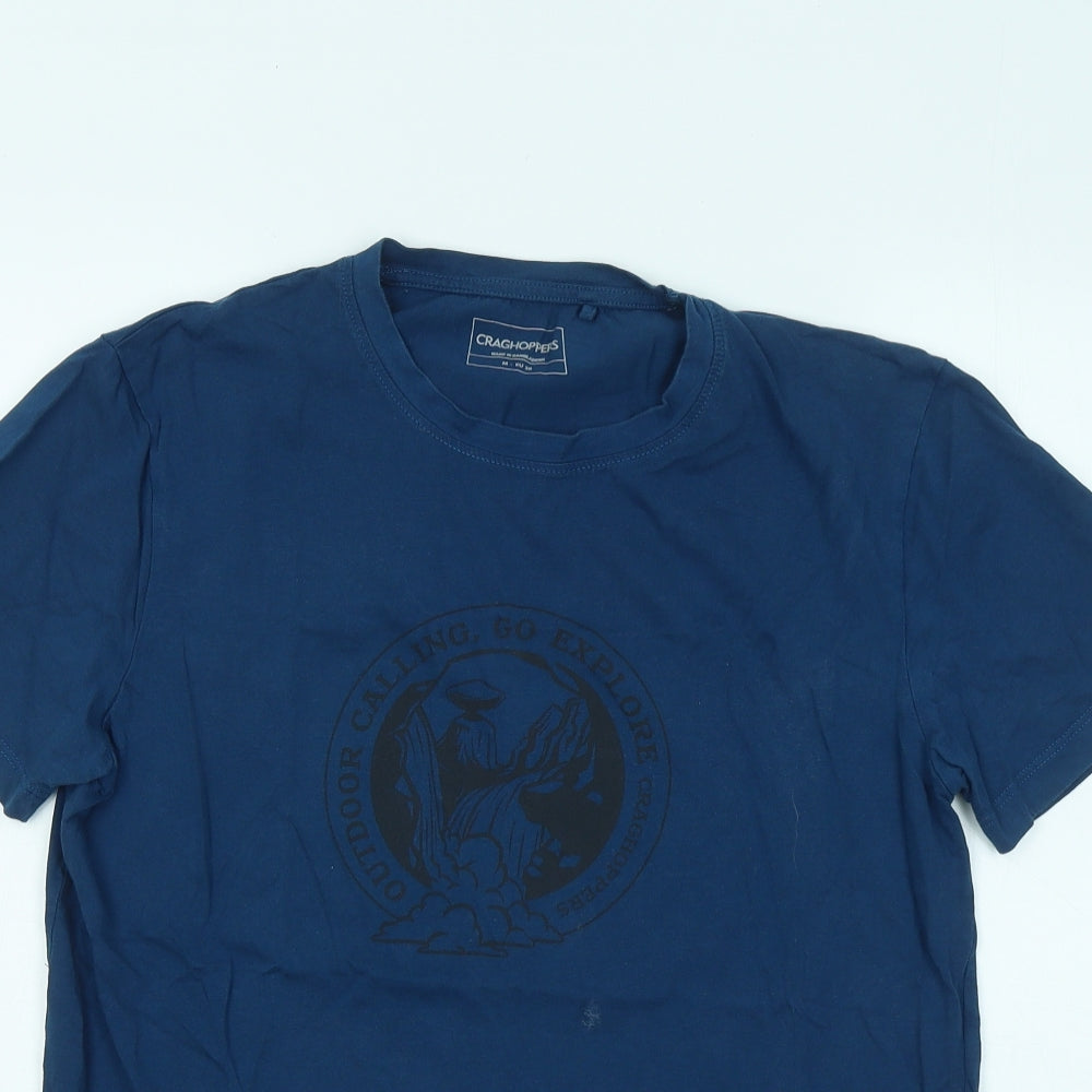 Craghoppers Mens Blue Cotton T-Shirt Size M Round Neck - Go Explore
