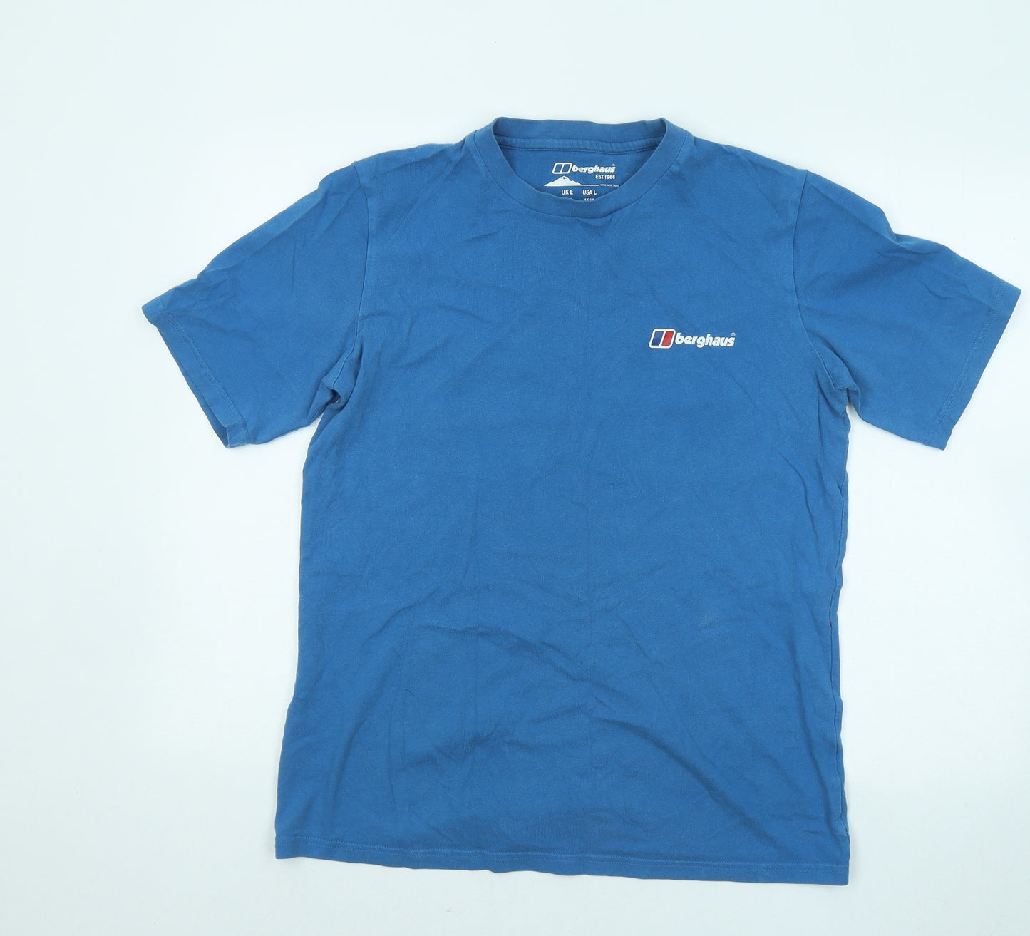 Berghaus Mens Blue Cotton T-Shirt Size L Round Neck