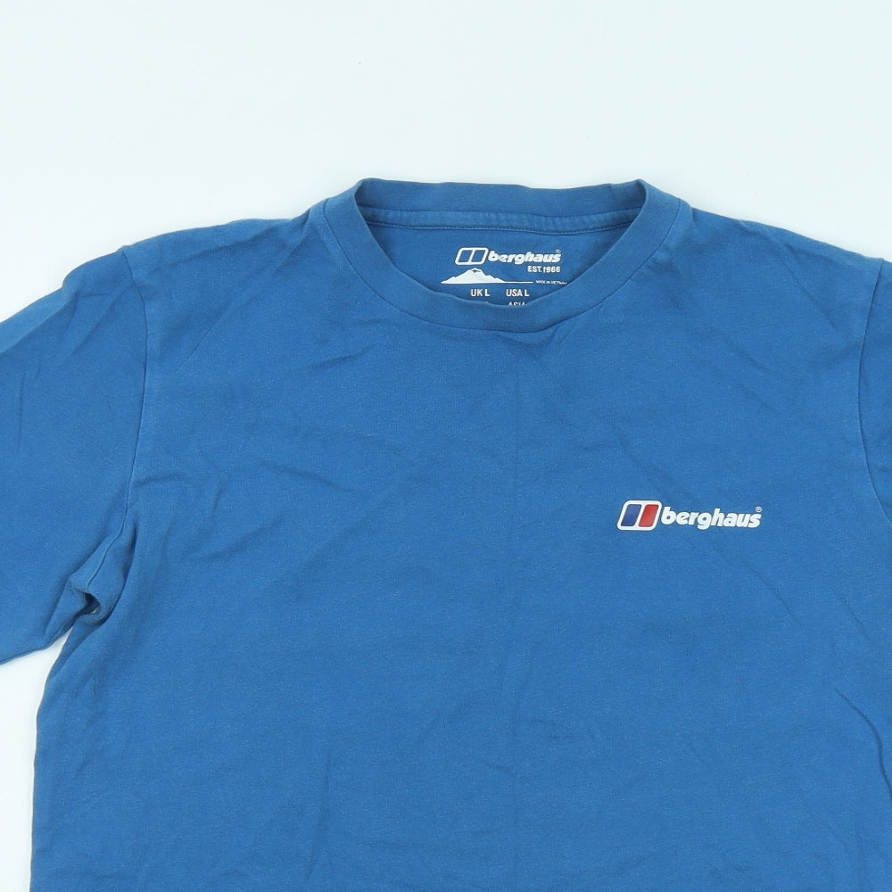Berghaus Mens Blue Cotton T-Shirt Size L Round Neck