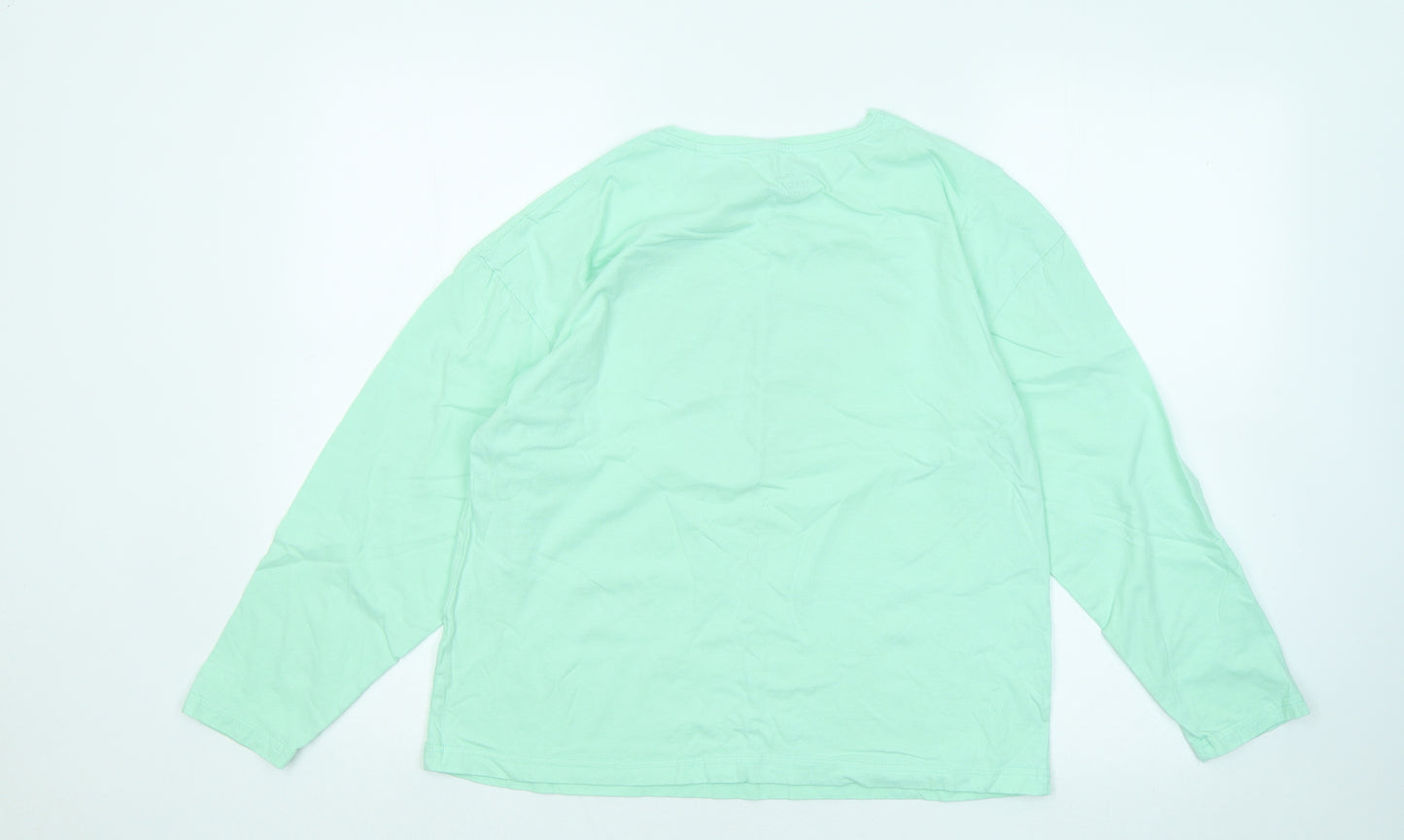 Disney Womens Green Cotton Basic T-Shirt Size L Round Neck - Mickey Mouse