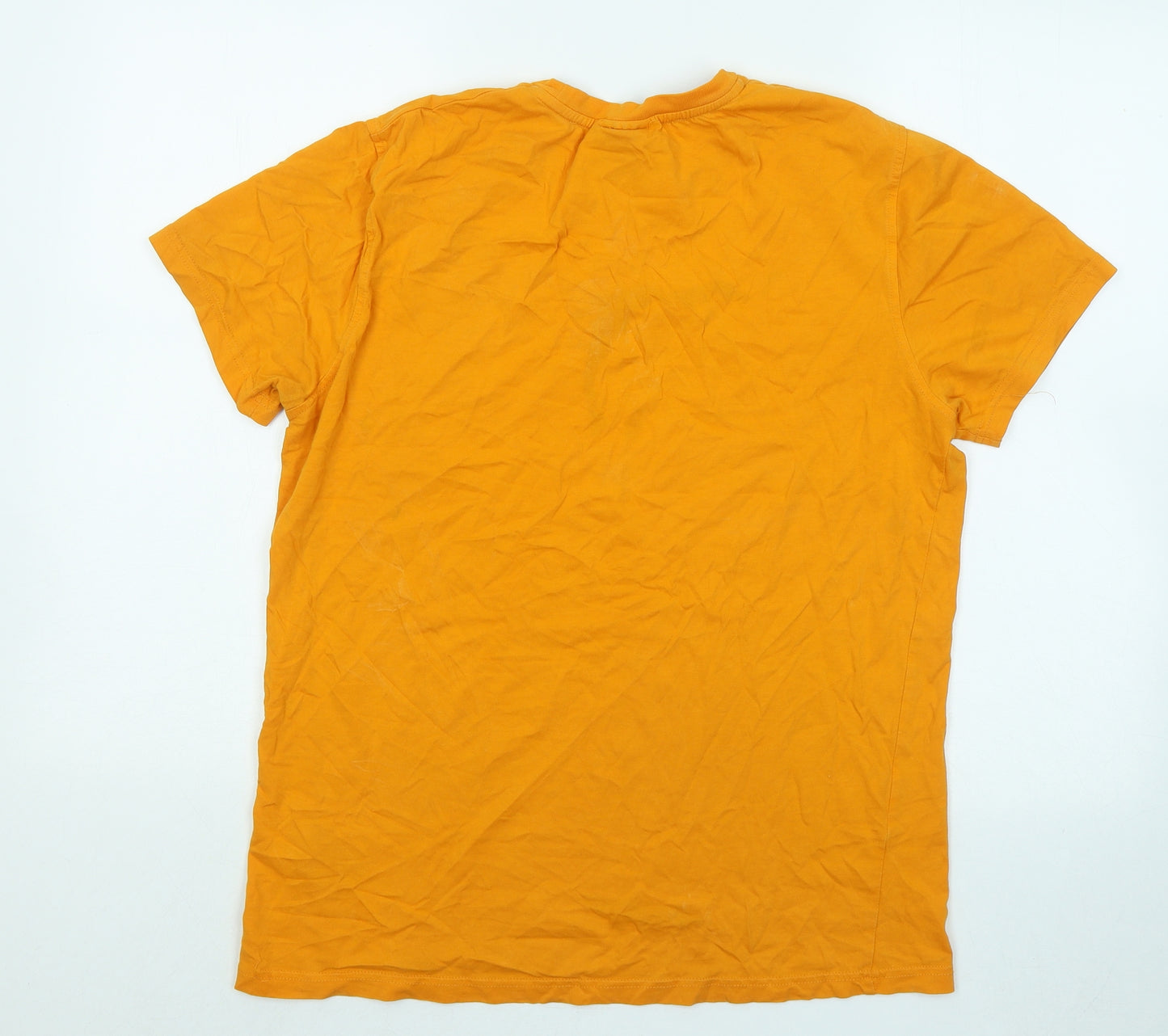 Pre London Mens Orange Cotton T-Shirt Size M Round Neck