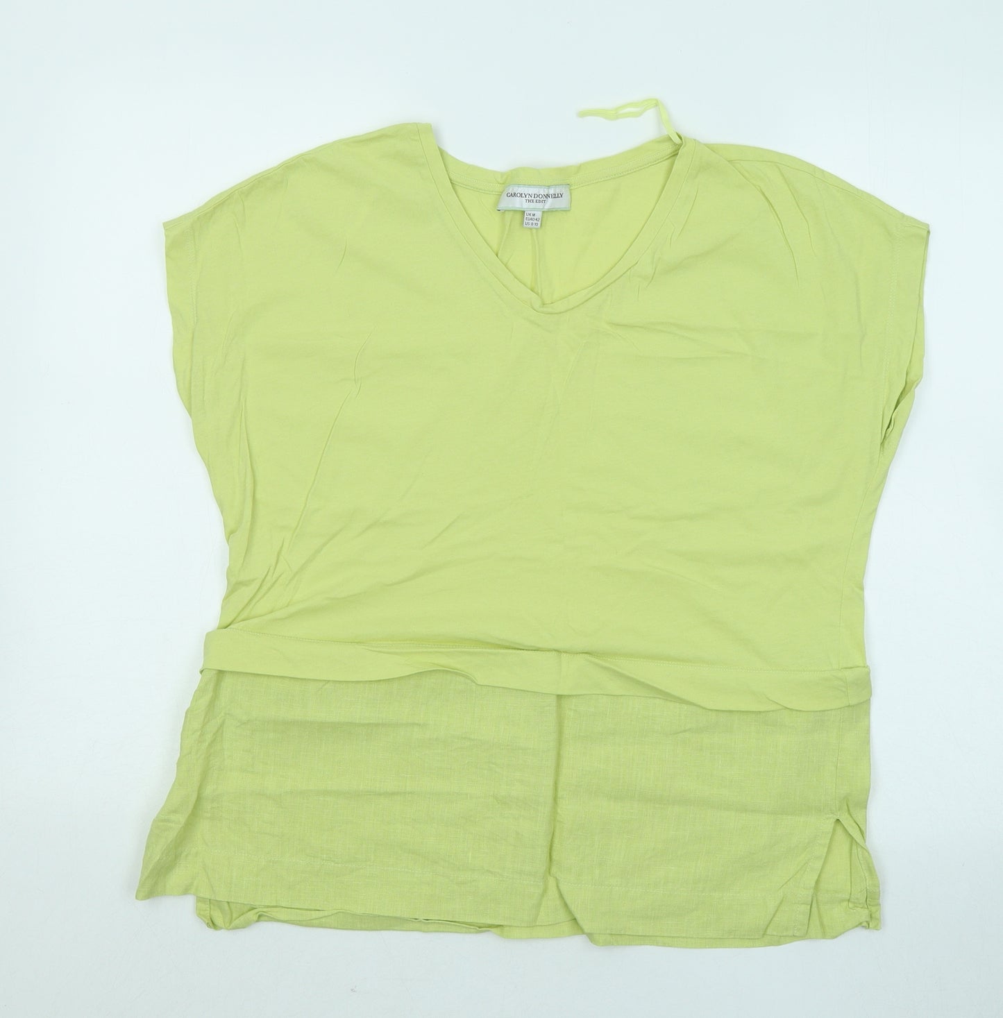 Carolyn Donnelly Womens Green Cotton Basic T-Shirt Size M Round Neck