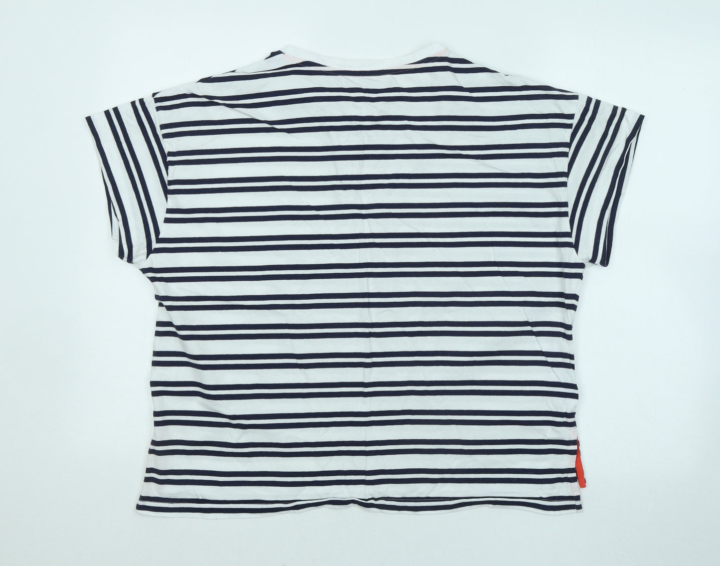 NEXT Womens Blue Striped Cotton Basic T-Shirt Size 14 Round Neck