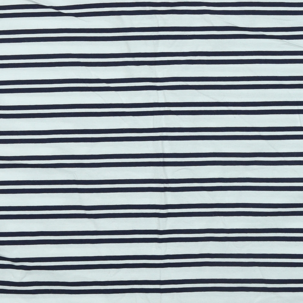 NEXT Womens Blue Striped Cotton Basic T-Shirt Size 14 Round Neck