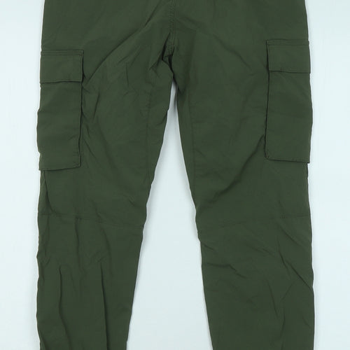 H&M Mens Green Polyimide Cargo Trousers Size XS L27 in Regular Drawstring