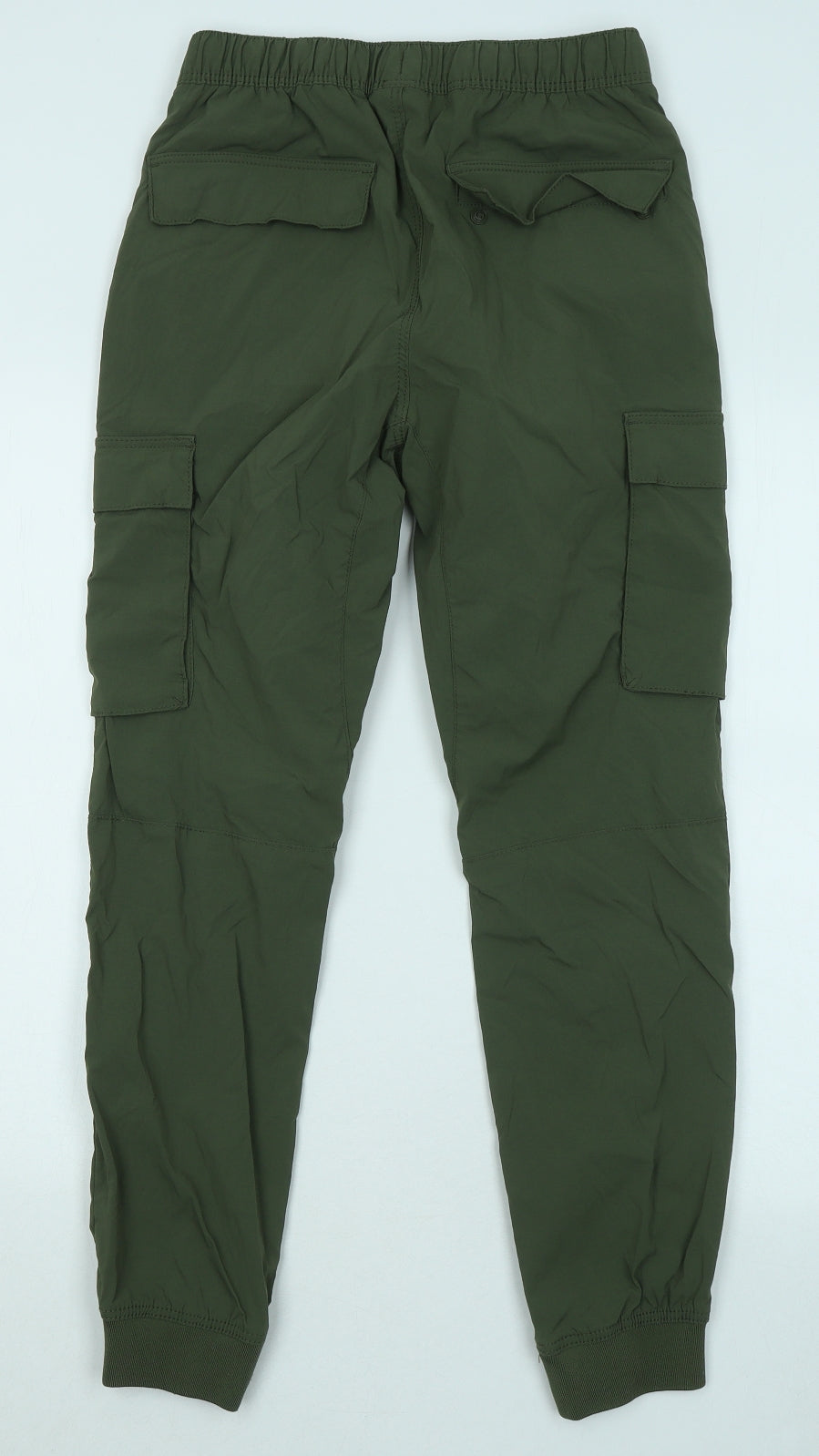 H&M Mens Green Polyimide Cargo Trousers Size XS L27 in Regular Drawstring
