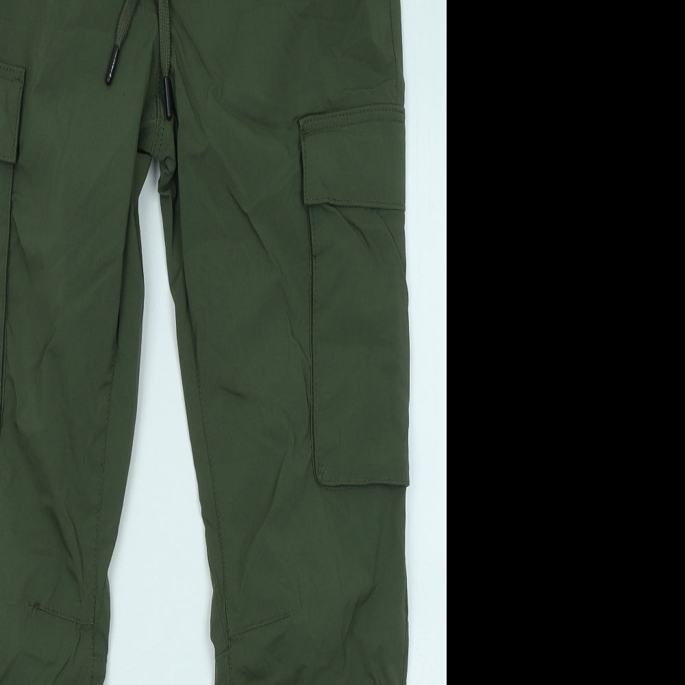 H&M Mens Green Polyimide Cargo Trousers Size XS L27 in Regular Drawstring