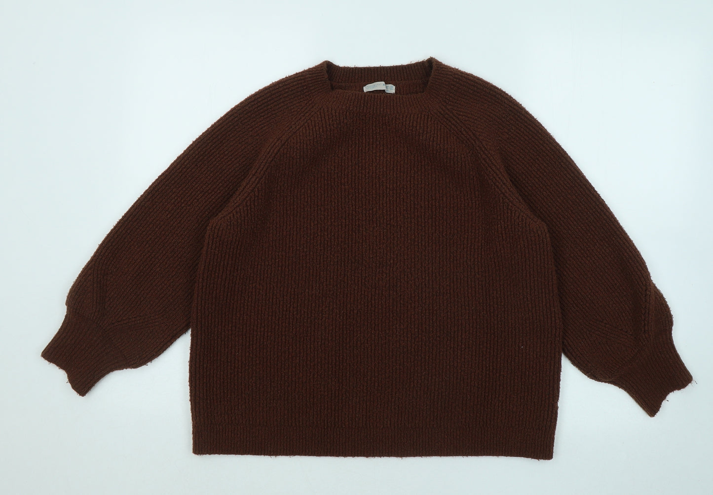 Primark Womens Brown Round Neck Acrylic Pullover Jumper Size 18