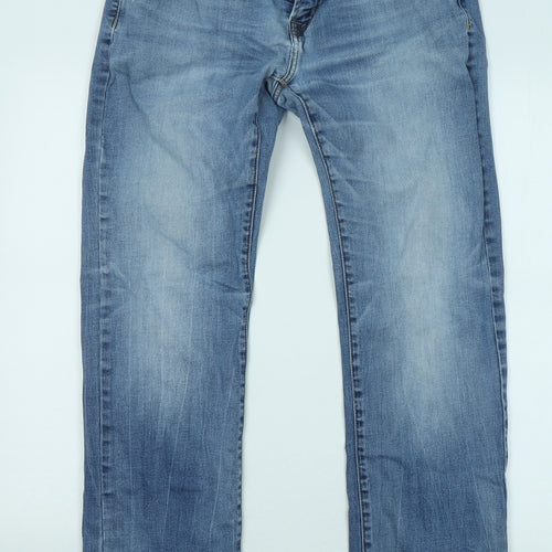 American Eagle Outfitters Mens Blue Cotton Straight Jeans Size 34 in L32 in Regular Zip