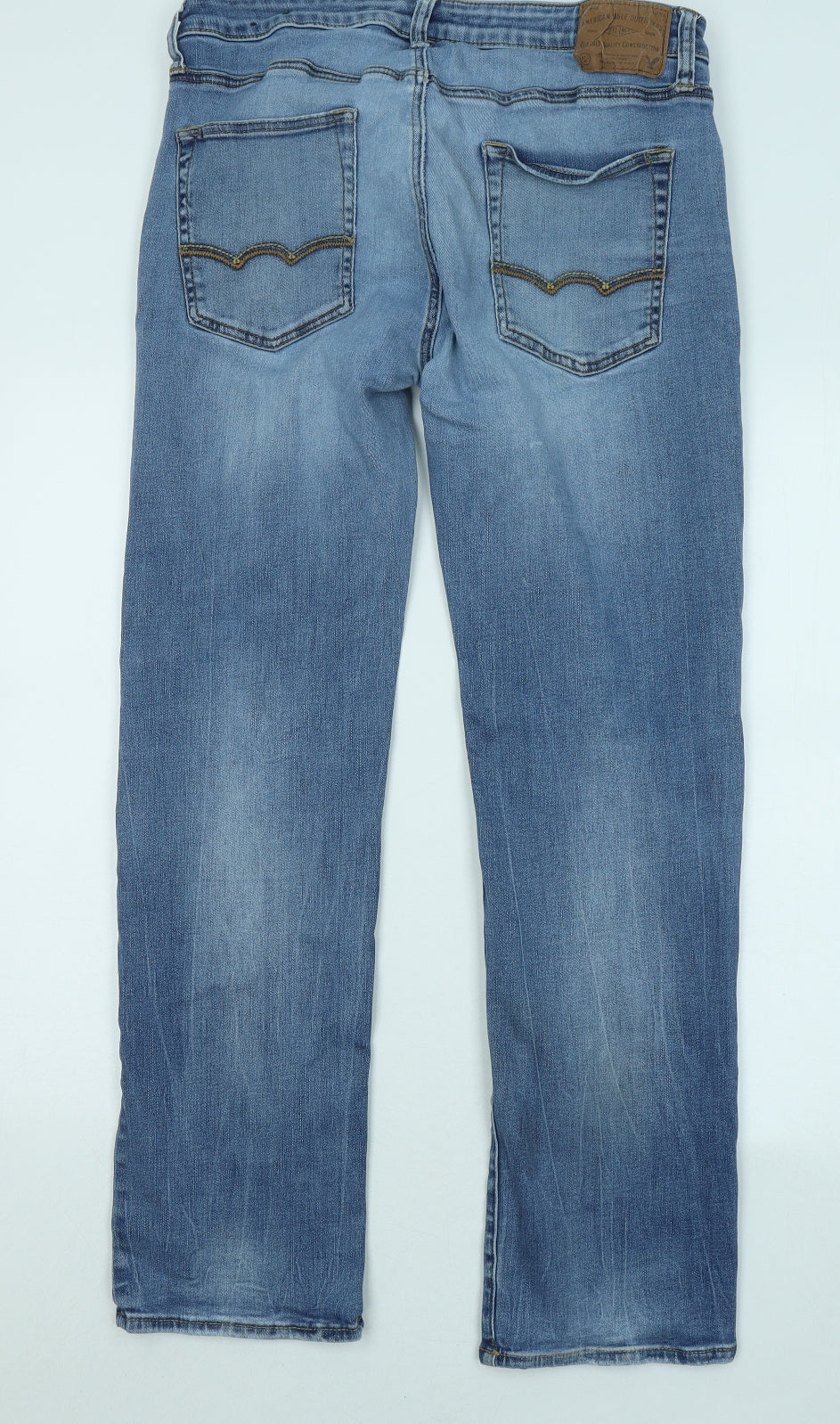 American Eagle Outfitters Mens Blue Cotton Straight Jeans Size 34 in L32 in Regular Zip