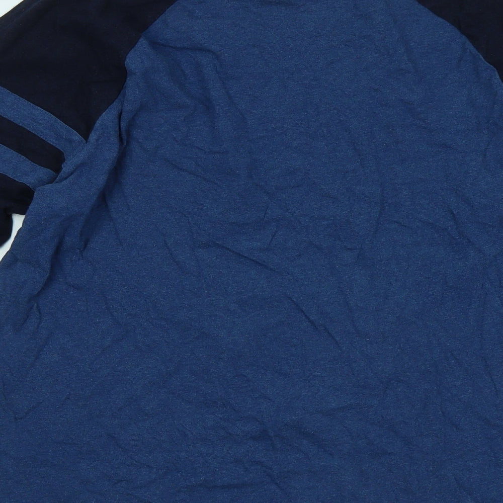 Superdry Mens Blue Cotton T-Shirt Size XL Round Neck - Embroidered