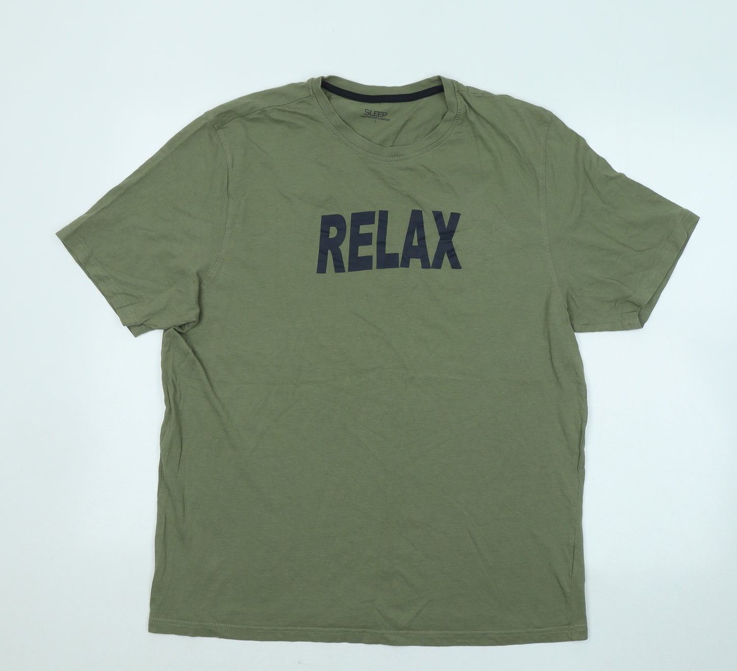 Matalan Mens Green Cotton T-Shirt Size L Round Neck - Relax
