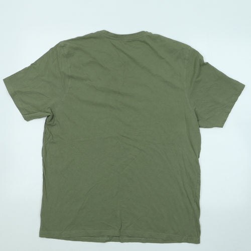 Matalan Mens Green Cotton T-Shirt Size L Round Neck - Relax