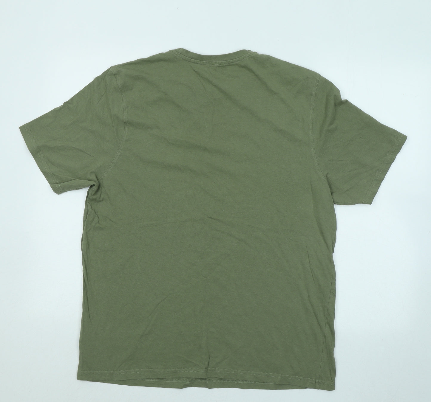 Matalan Mens Green Cotton T-Shirt Size L Round Neck - Relax
