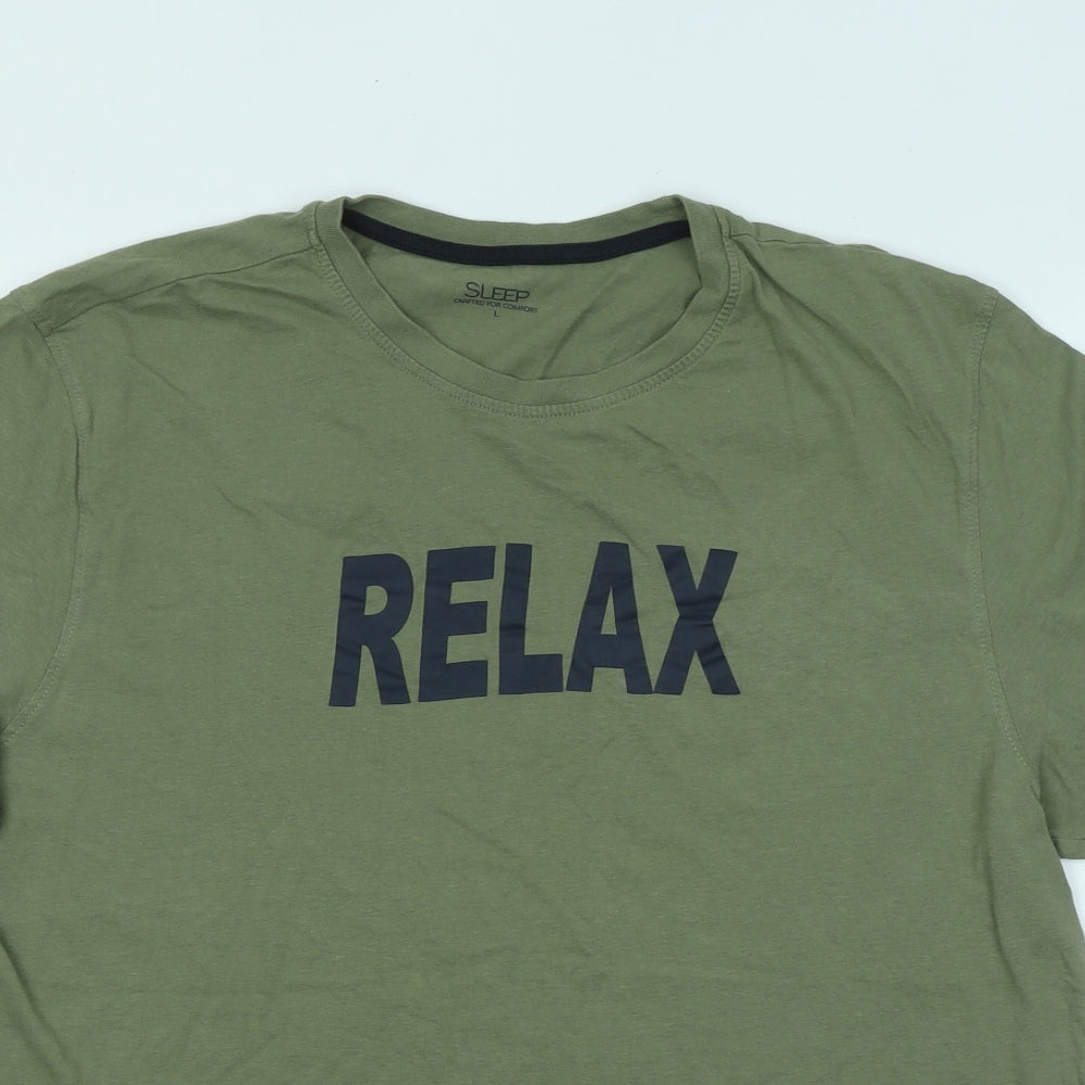 Matalan Mens Green Cotton T-Shirt Size L Round Neck - Relax