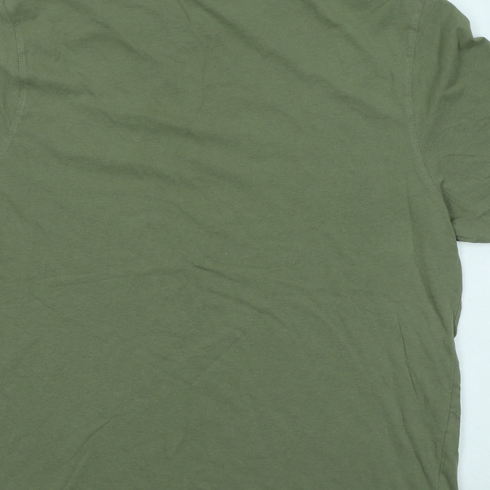 Matalan Mens Green Cotton T-Shirt Size L Round Neck - Relax