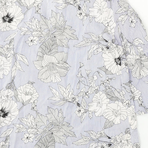 F&F Womens Blue Floral Viscose Basic Blouse Size 10 Round Neck