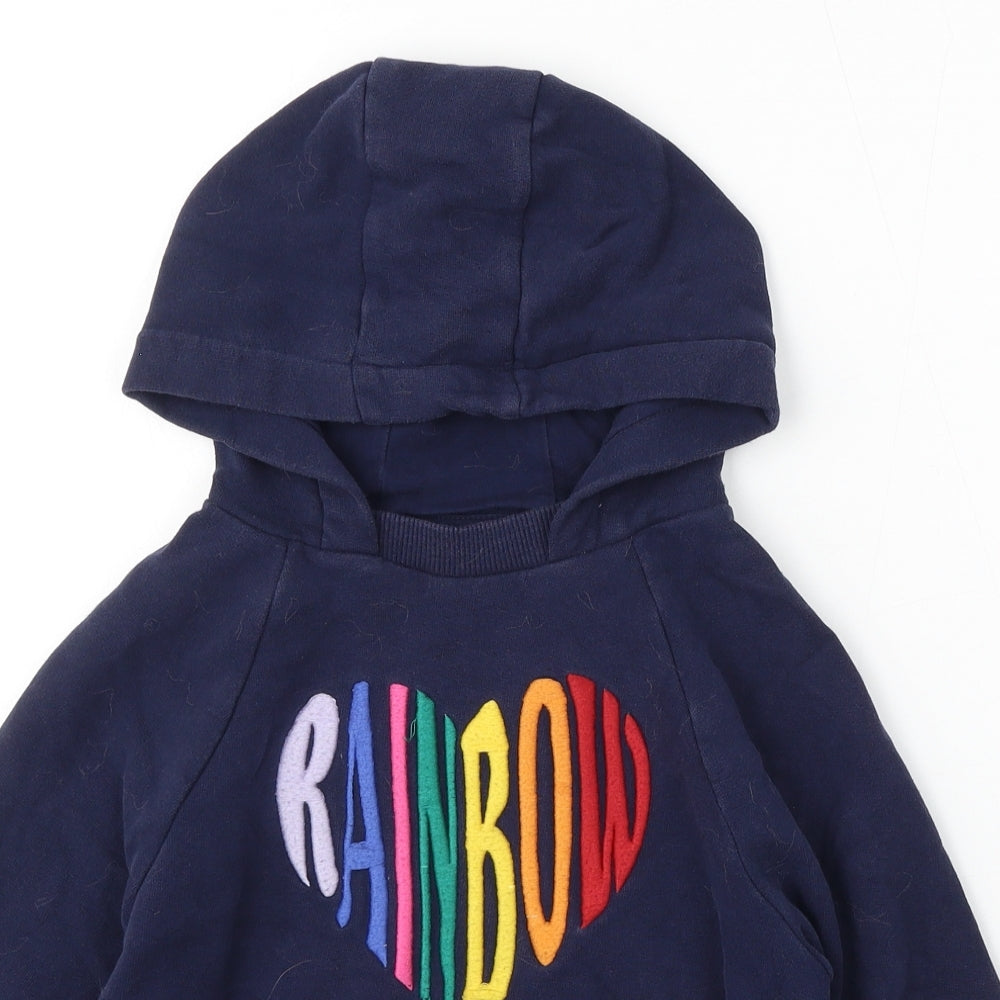 NEXT Girls Blue Cotton Pullover Hoodie Size 9 Years - Rainbow