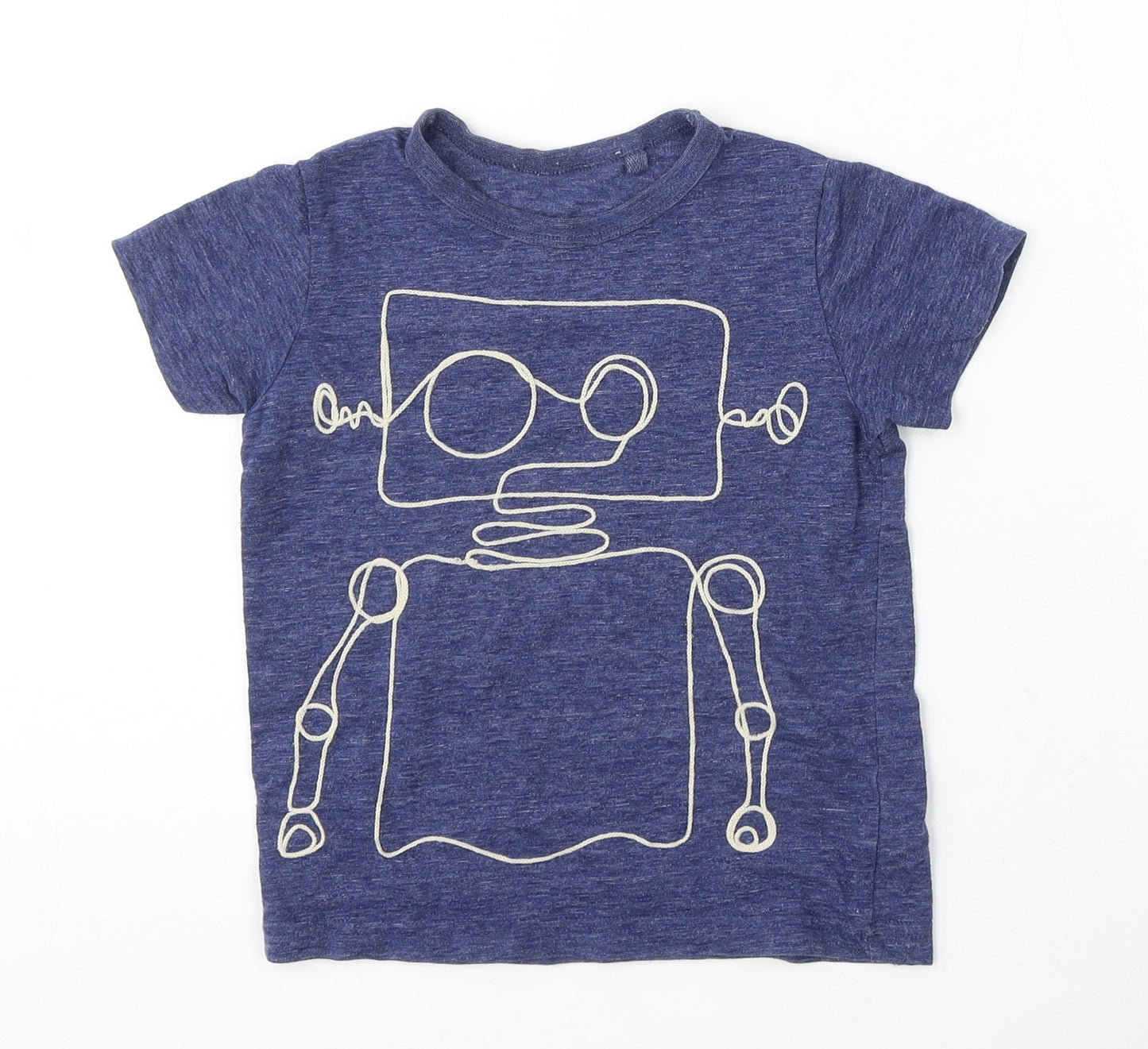 NEXT Boys Blue Cotton Basic T-Shirt Size 3-4 Years Round Neck - Robot