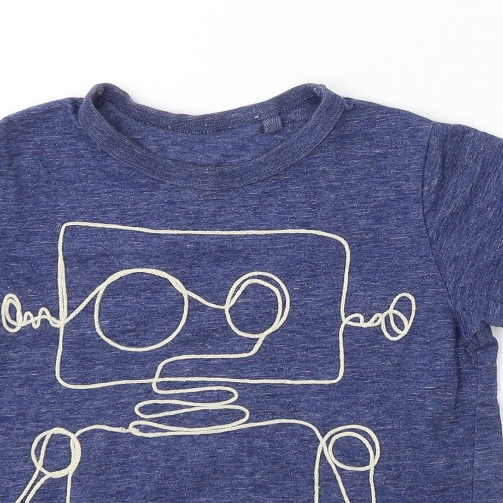 NEXT Boys Blue Cotton Basic T-Shirt Size 3-4 Years Round Neck - Robot