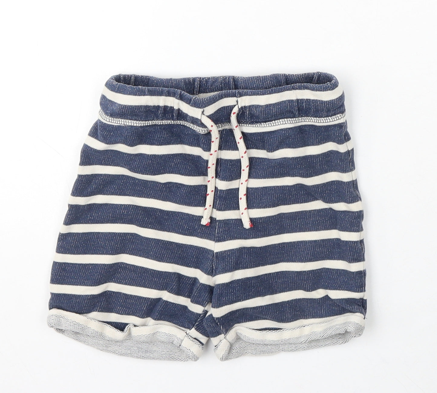 NEXT Boys Blue Striped Cotton Sweat Shorts Size 2-3 Years Regular Drawstring