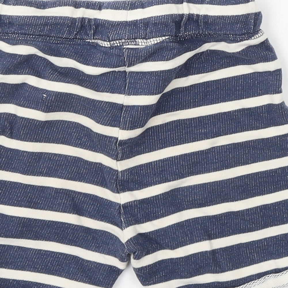 NEXT Boys Blue Striped Cotton Sweat Shorts Size 2-3 Years Regular Drawstring